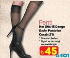 PENTİ HER GÜN 15 DENYE KADIN PANTOLON ÇORABI 2'Lİ